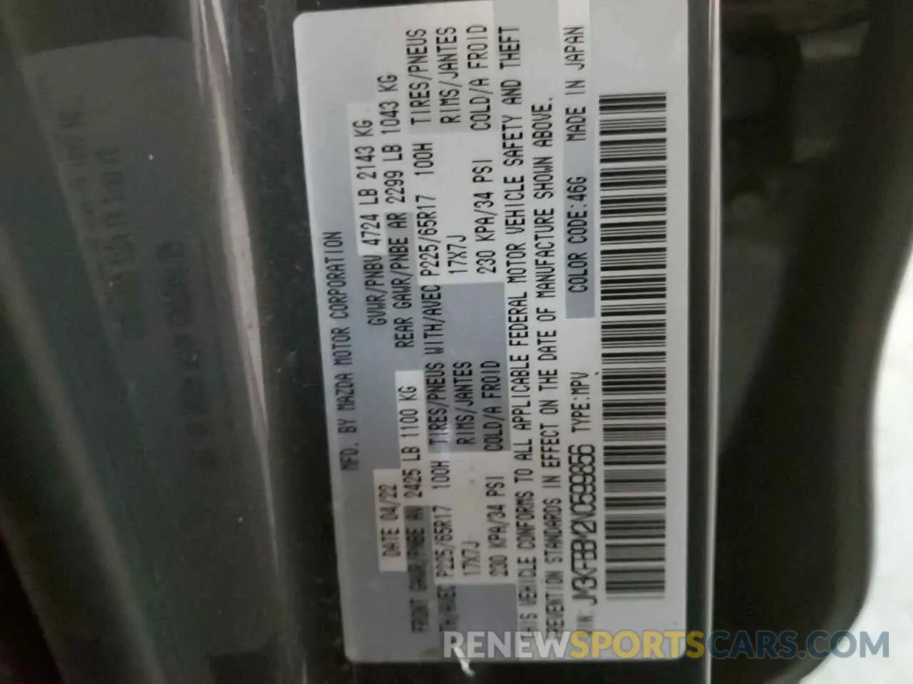 14 fotografías del automóvil dañado JM3KFBBM2N0599856 MAZDA CX-5 SELEC 2022