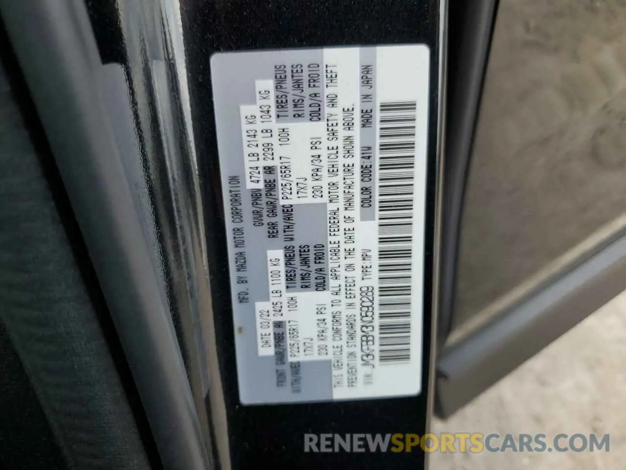 12 fotografías del automóvil dañado JM3KFBBM3N0590289 MAZDA CX-5 SELEC 2022