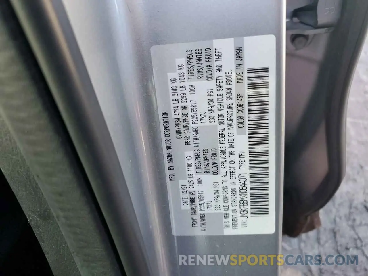 12 fotografías del automóvil dañado JM3KFBBMXN0544071 MAZDA CX-5 SELEC 2022
