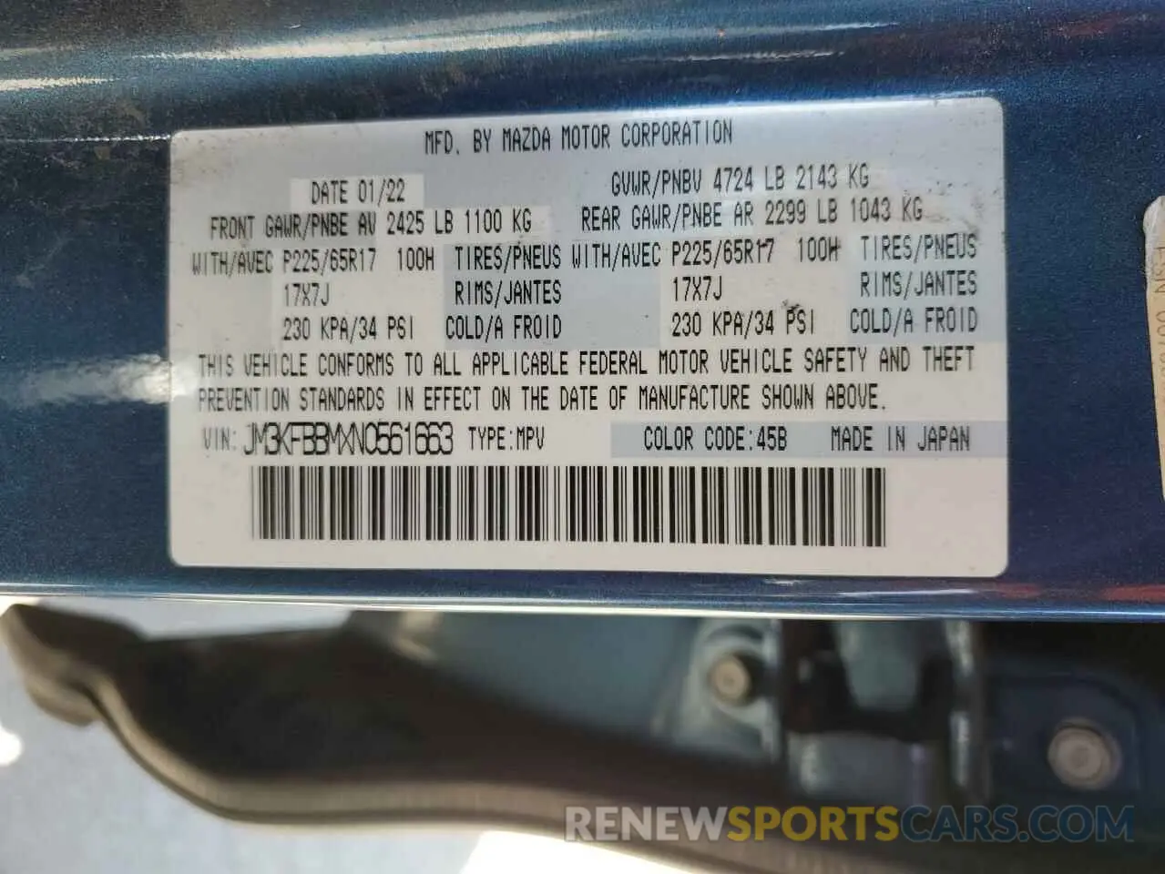 13 fotografías del automóvil dañado JM3KFBBMXN0561663 MAZDA CX-5 SELEC 2022