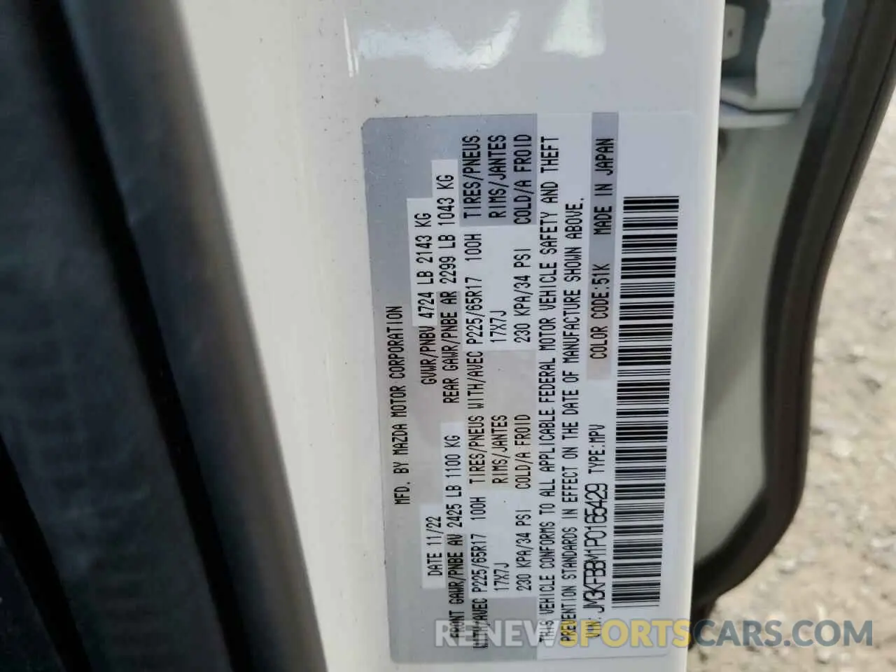 14 fotografías del automóvil dañado JM3KFBBM1P0165429 MAZDA CX-5 SELEC 2023