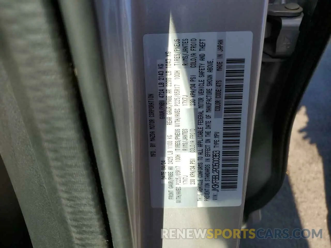 13 fotografías del automóvil dañado JM3KFBBL2R0500353 MAZDA CX-5 SELEC 2024
