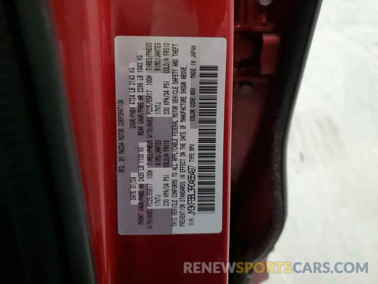 13 fotografías del automóvil dañado JM3KFBBL3R0465497 MAZDA CX-5 SELEC 2024
