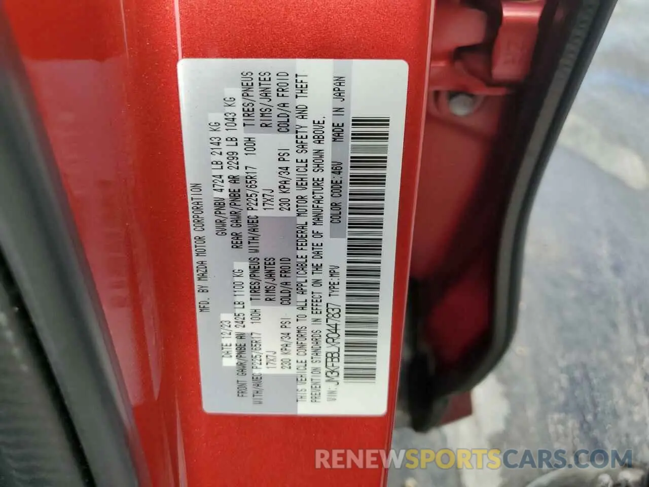 13 fotografías del automóvil dañado JM3KFBBLXR0447837 MAZDA CX-5 SELEC 2024
