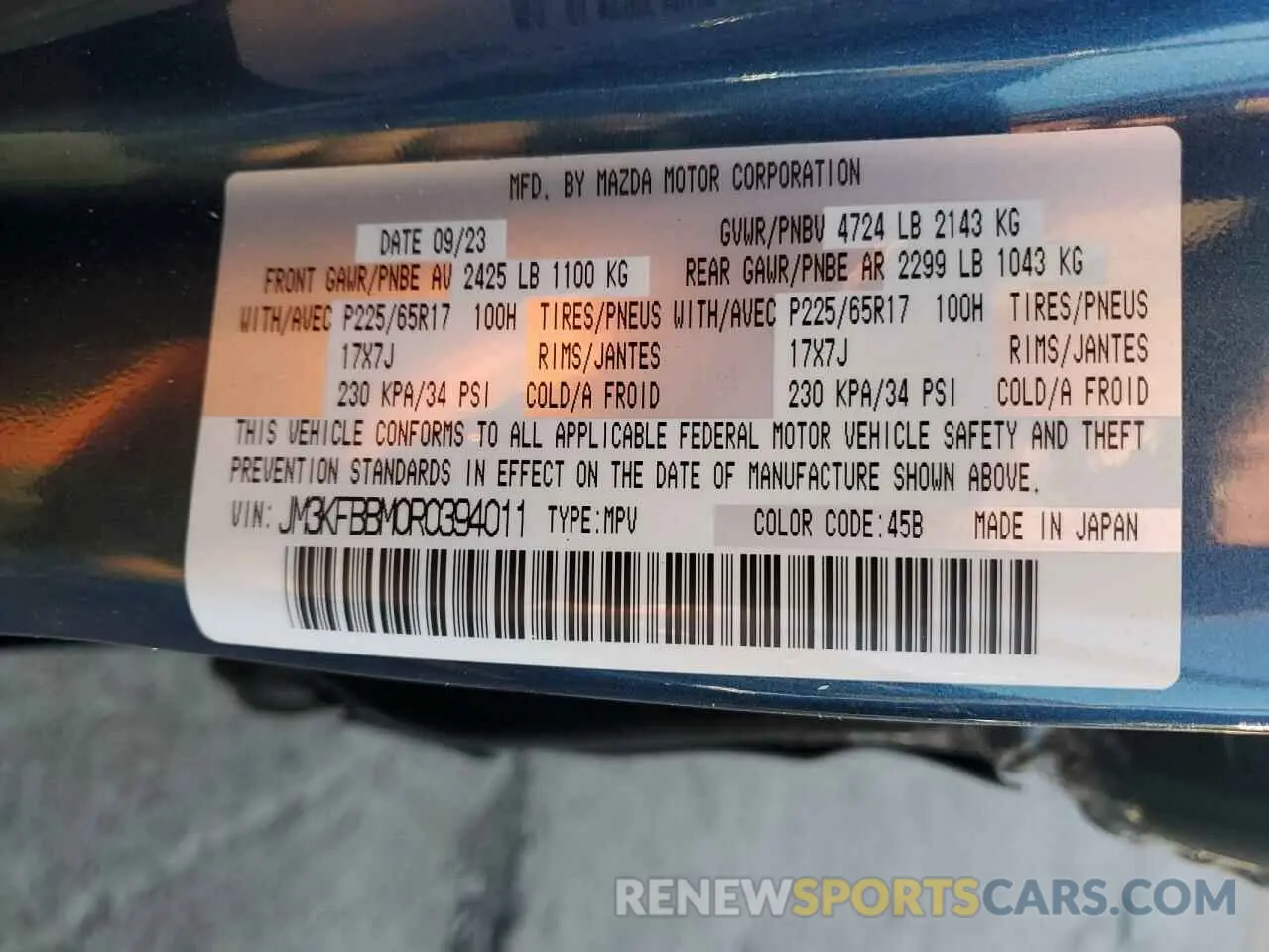 15 fotografías del automóvil dañado JM3KFBBM0R0394011 MAZDA CX-5 SELEC 2024