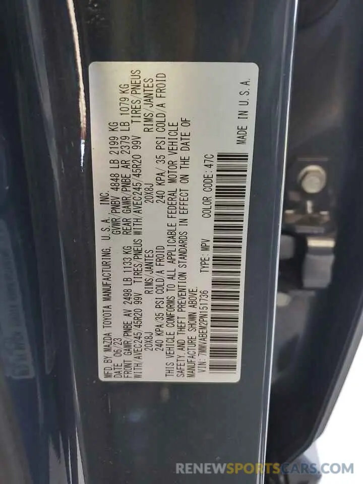 12 fotografías del automóvil dañado 7MMVABEM2PN151736 MAZDA CX-50 2023