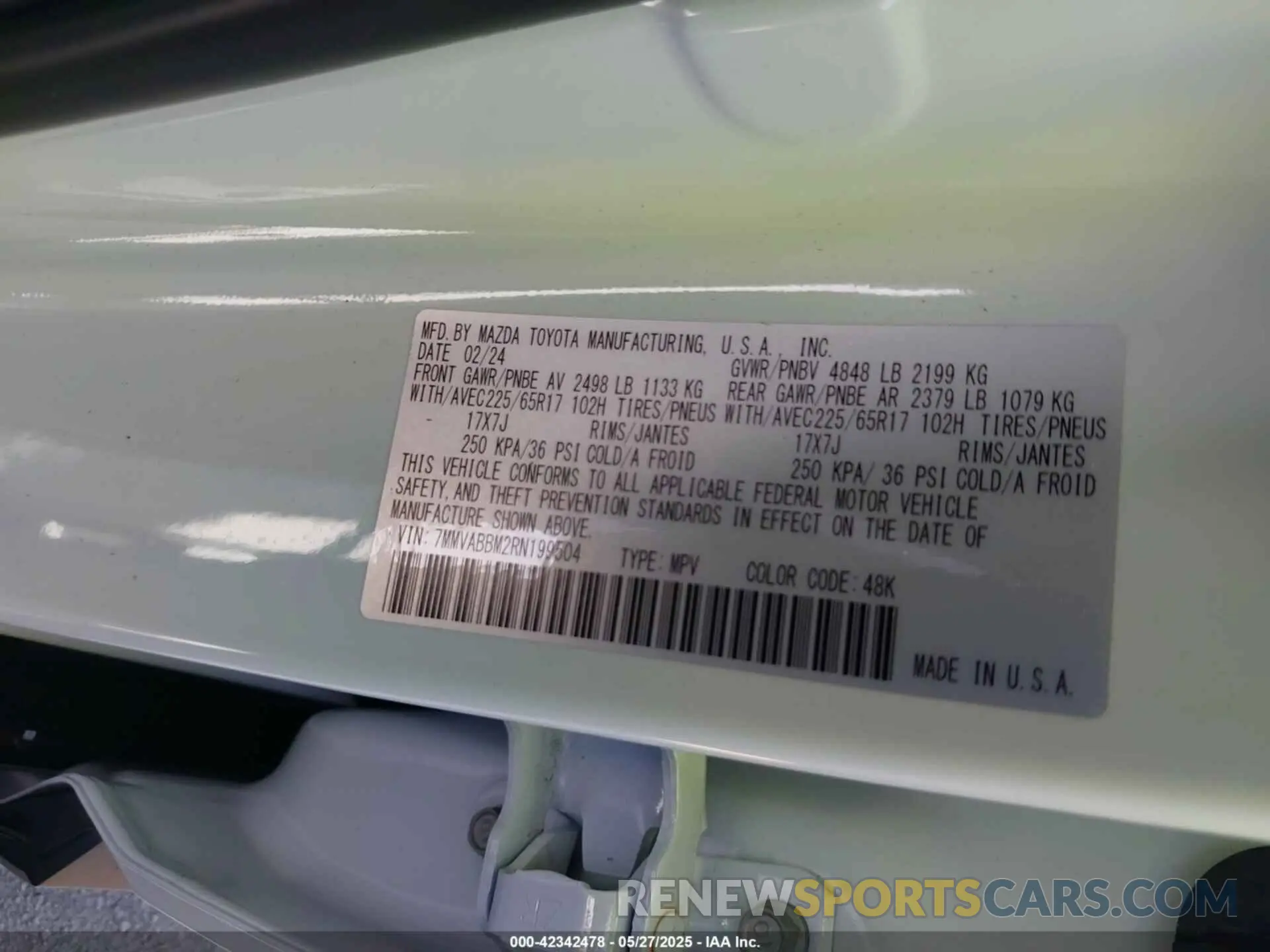9 fotografías del automóvil dañado 7MMVABBM2RN199504 MAZDA CX-50 2024