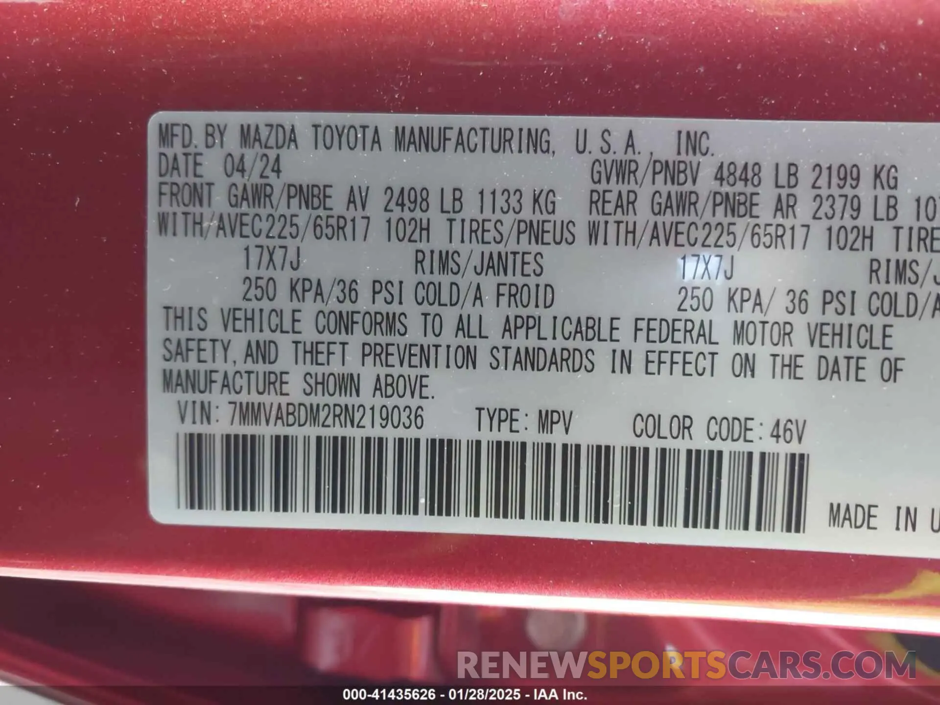 9 fotografías del automóvil dañado 7MMVABDM2RN219036 MAZDA CX-50 2024