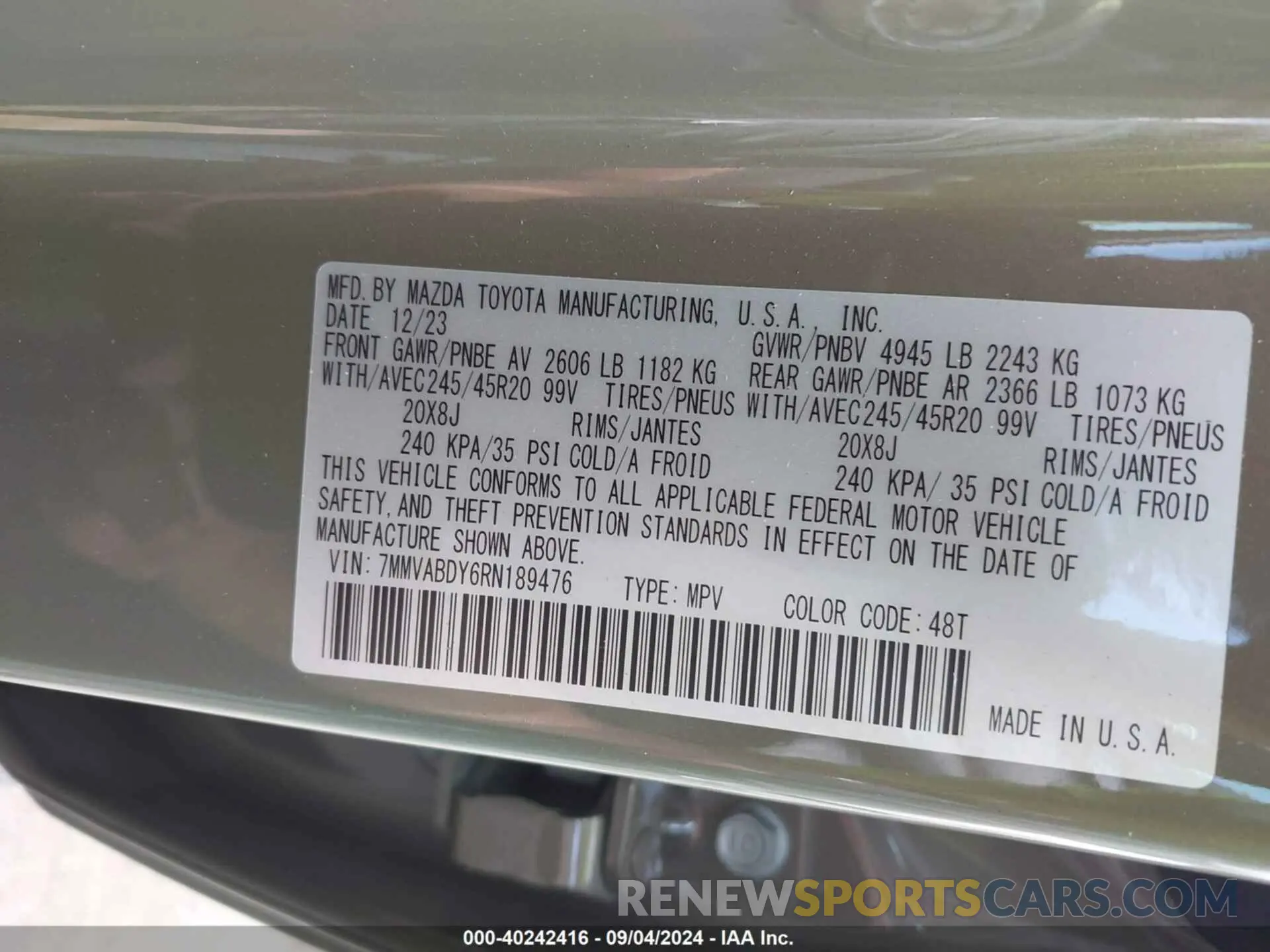 9 fotografías del automóvil dañado 7MMVABDY6RN189476 MAZDA CX-50 2024