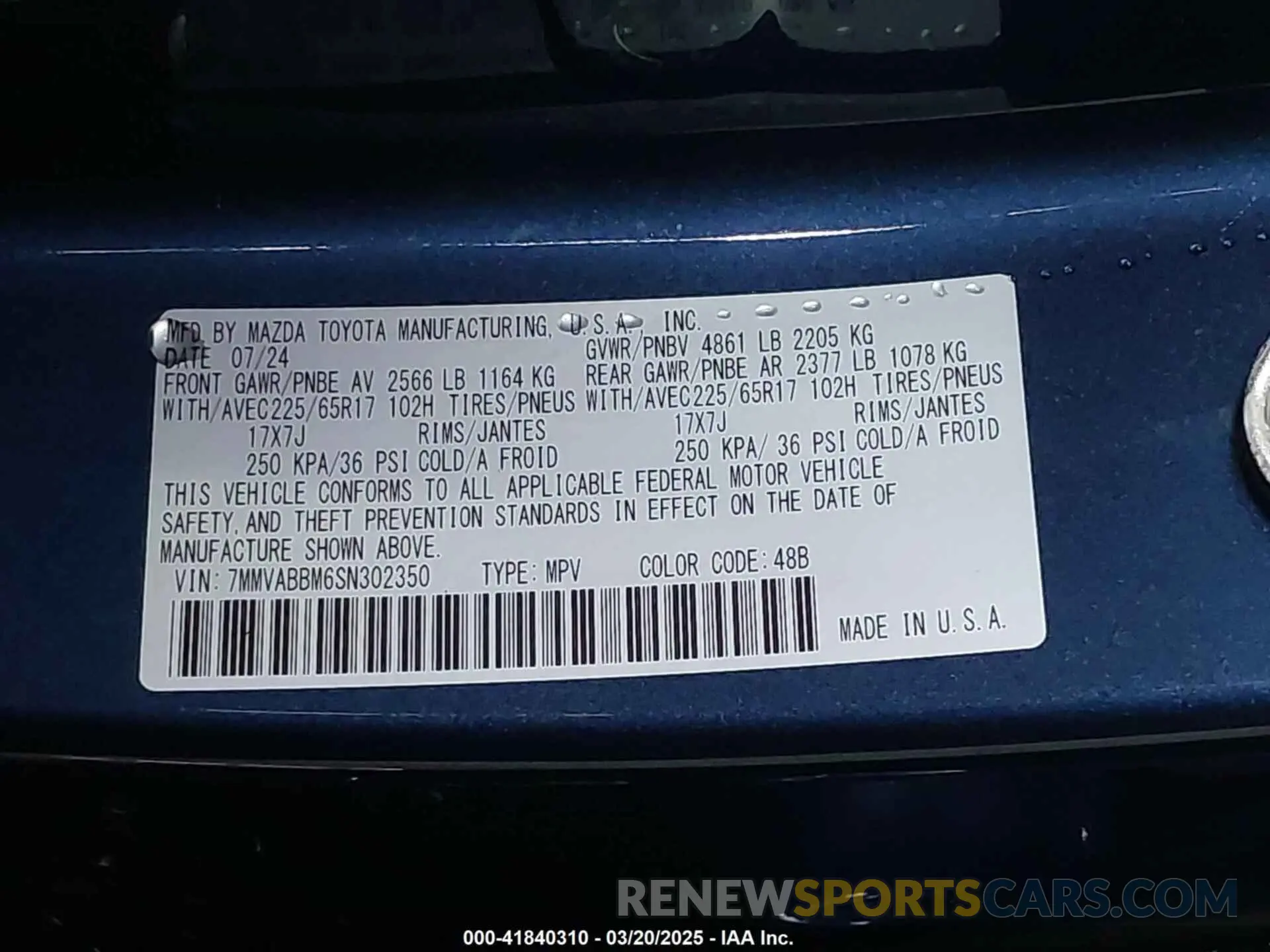 9 fotografías del automóvil dañado 7MMVABBM6SN302350 MAZDA CX-50 2025