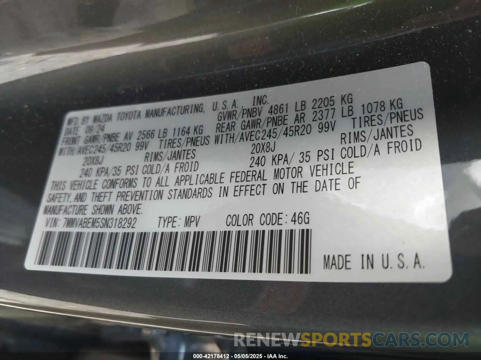 9 fotografías del automóvil dañado 7MMVABEM5SN318292 MAZDA CX-50 2025