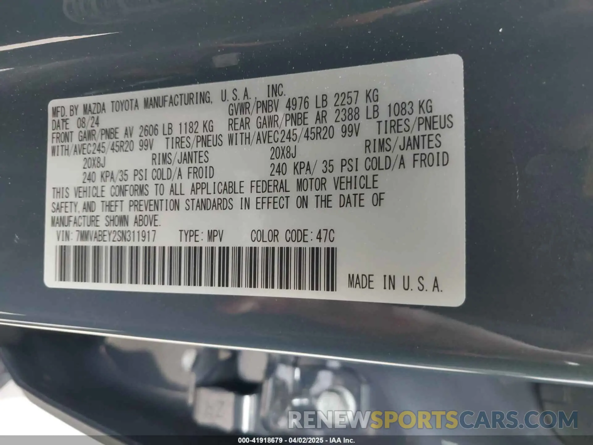 9 fotografías del automóvil dañado 7MMVABEY2SN311917 MAZDA CX-50 2025