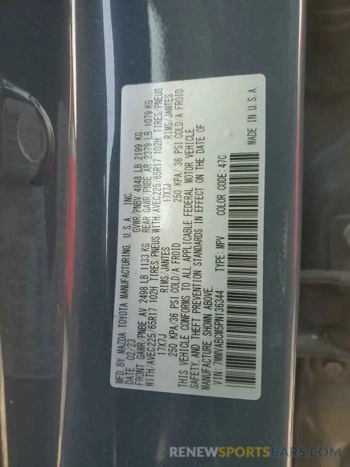 14 fotografías del automóvil dañado 7MMVABCM5PN136344 MAZDA CX-50 PREF 2023