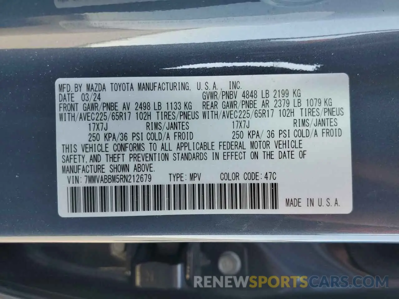 14 fotografías del automóvil dañado 7MMVABBM5RN212679 MAZDA CX-50 PREF 2024