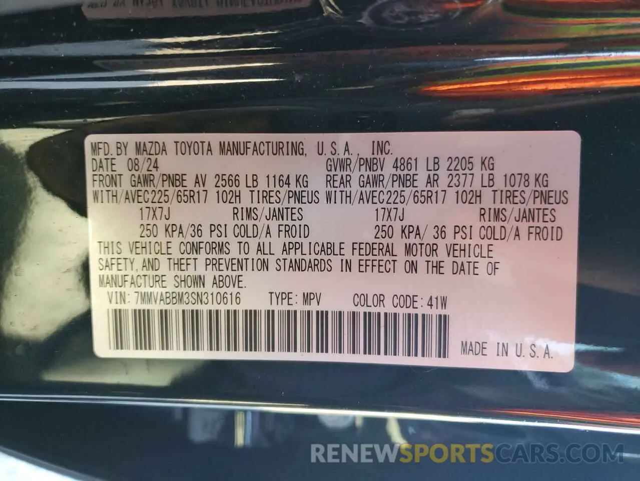 14 fotografías del automóvil dañado 7MMVABBM3SN310616 MAZDA CX-50 PREF 2025