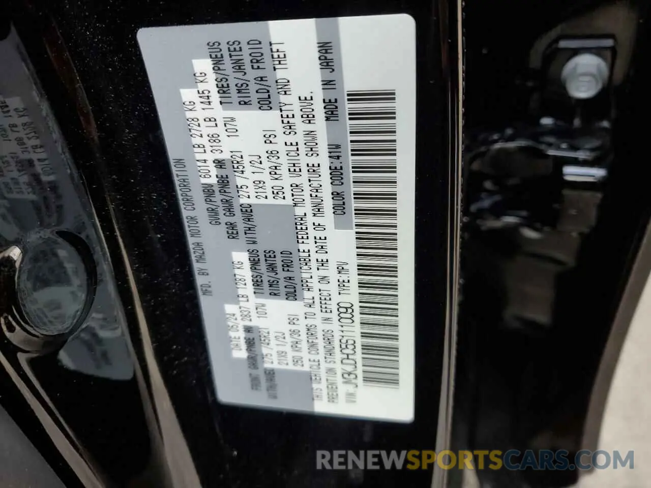 13 fotografías del automóvil dañado JM3KJDHC5S1110090 MAZDA CX-70 PREM 2025