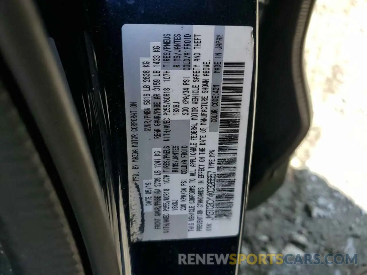 16 fotografías del automóvil dañado JM3TCBCYXK0326657 MAZDA CX-9 2019
