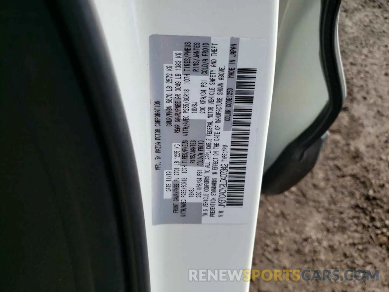 15 fotografías del automóvil dañado JM3TCACY2L0407342 MAZDA CX-9 2020