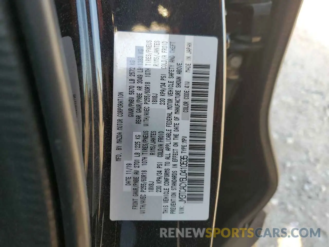 15 fotografías del automóvil dañado JM3TCACY6L0410535 MAZDA CX-9 2020