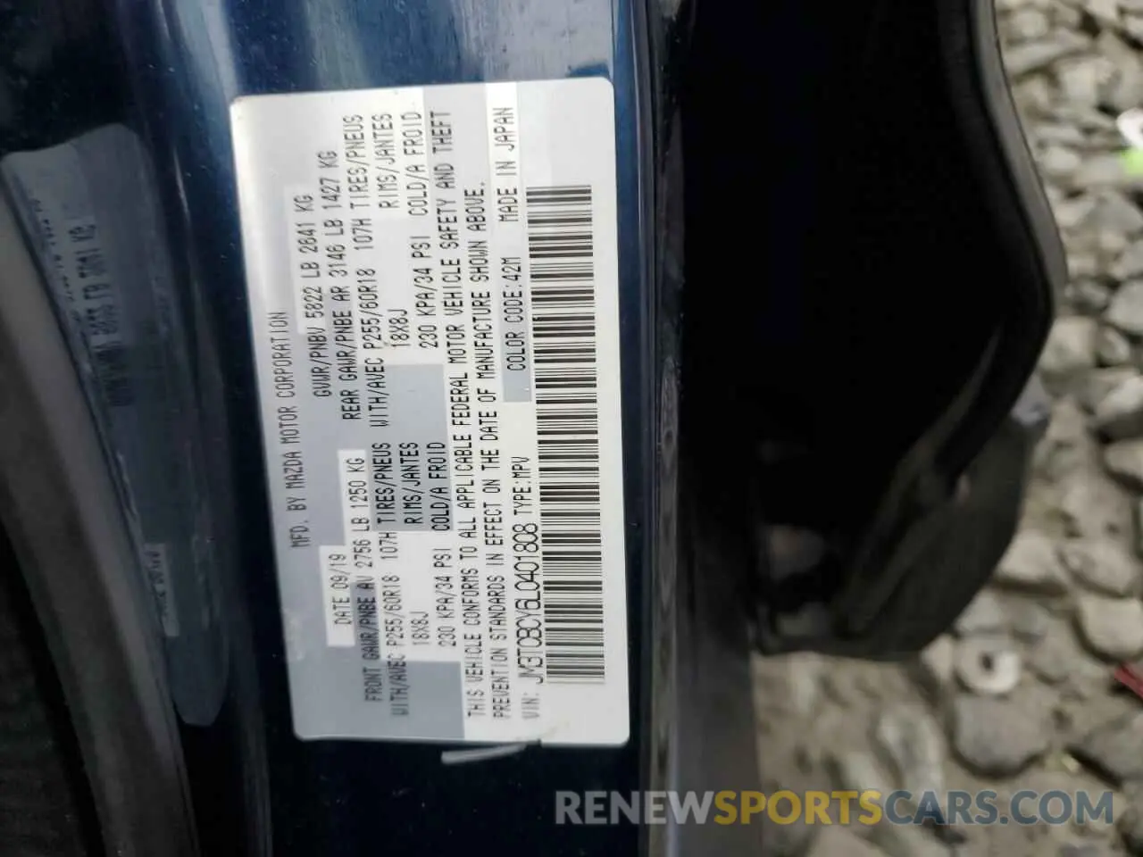 15 fotografías del automóvil dañado JM3TCBCY6L0401808 MAZDA CX-9 2020