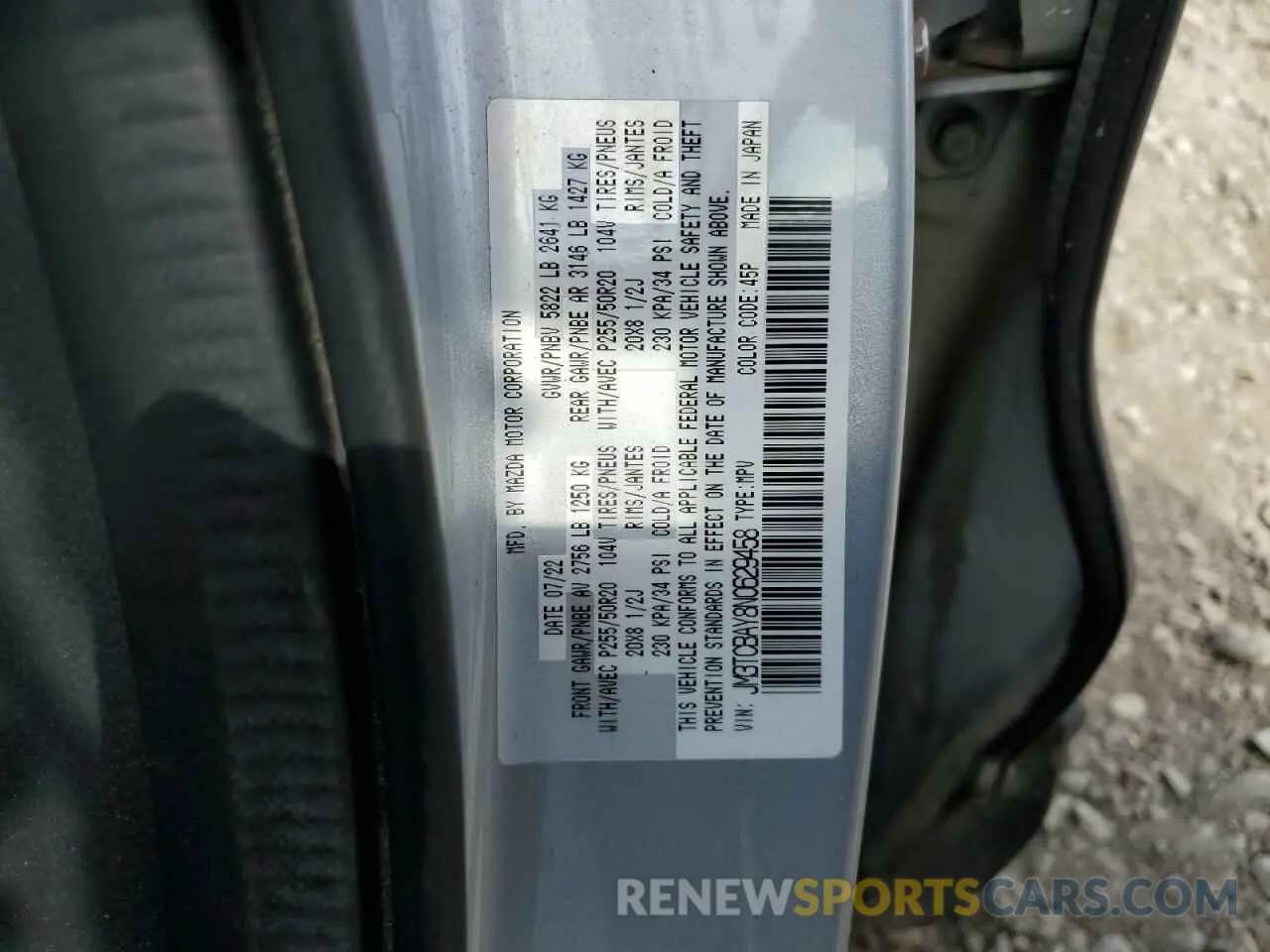13 fotografías del automóvil dañado JM3TCBAY8N0629458 MAZDA CX-9 2022