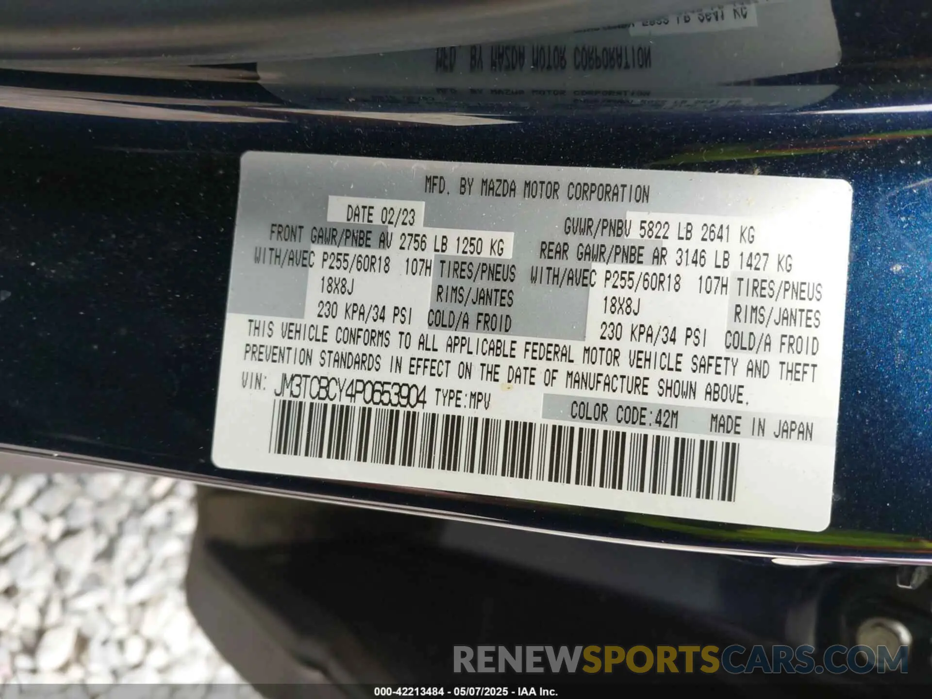 9 fotografías del automóvil dañado JM3TCBCY4P0653904 MAZDA CX-9 2023