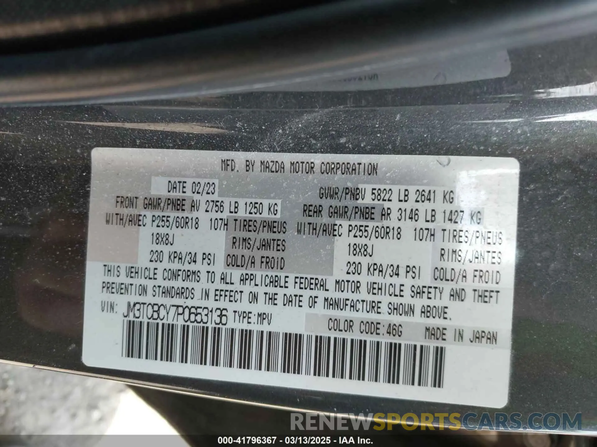 9 fotografías del automóvil dañado JM3TCBCY7P0653136 MAZDA CX-9 2023