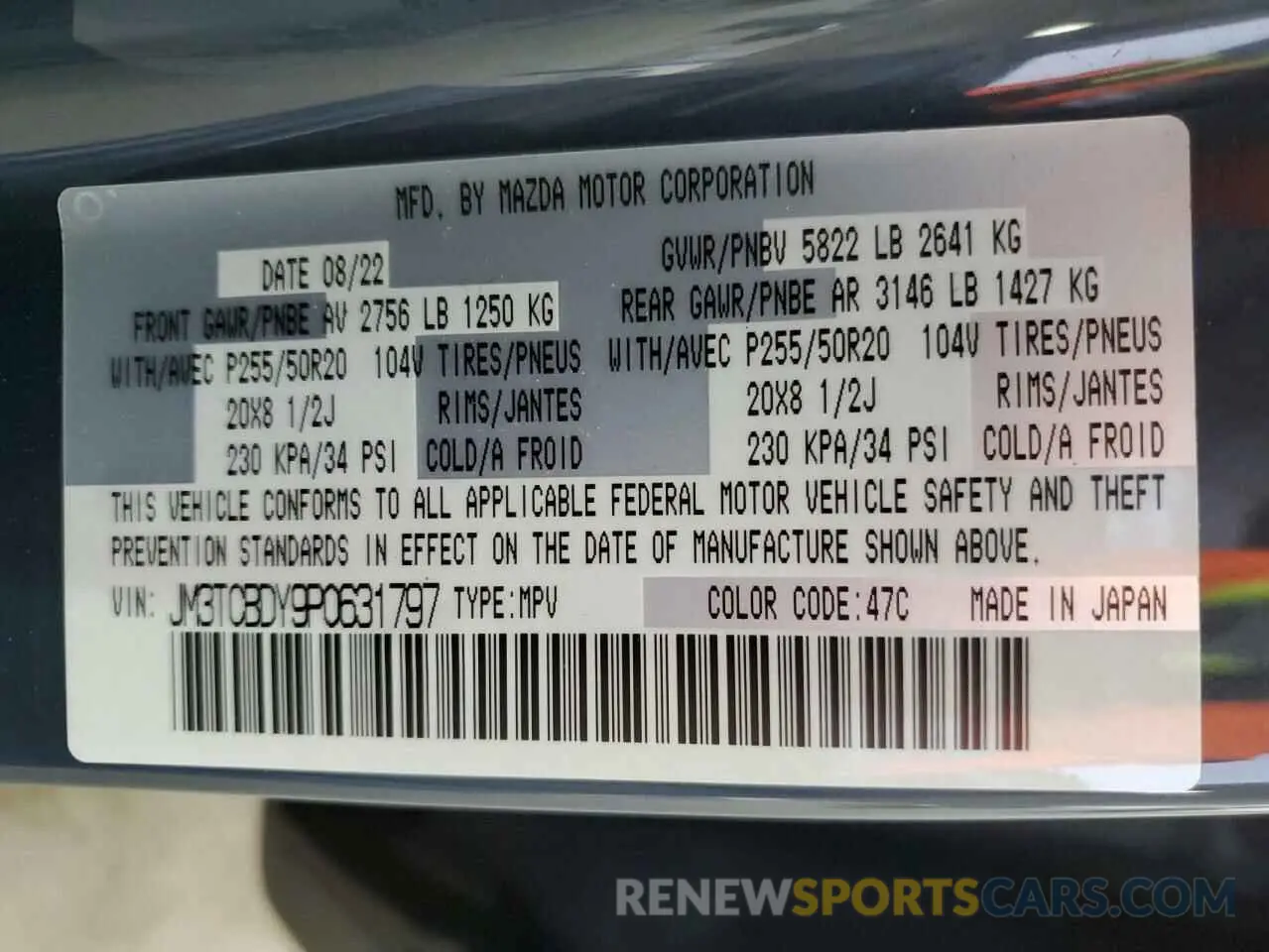 14 fotografías del automóvil dañado JM3TCBDY9P0631797 MAZDA CX-9 2023