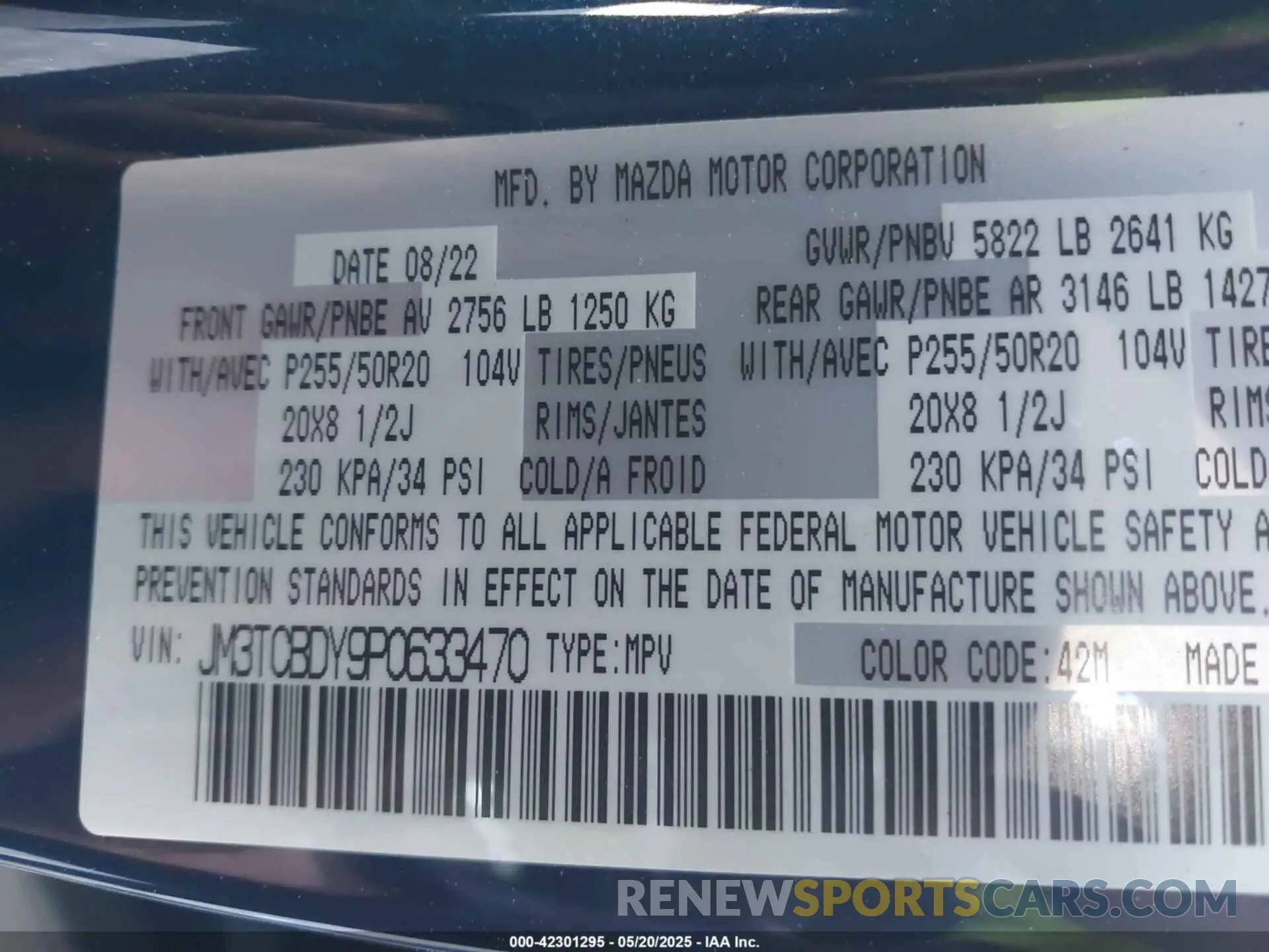 9 fotografías del automóvil dañado JM3TCBDY9P0633470 MAZDA CX-9 2023