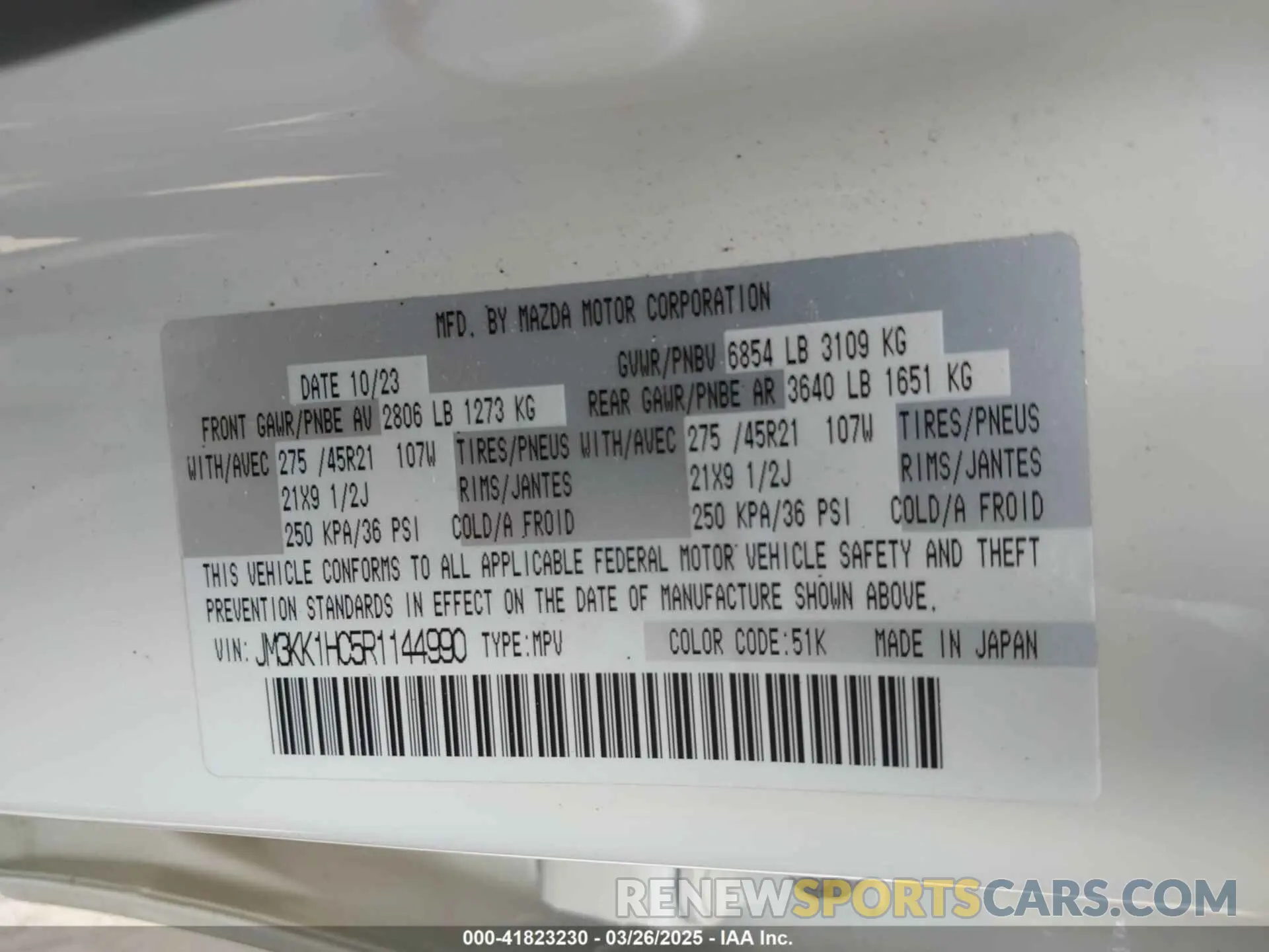 9 fotografías del automóvil dañado JM3KK1HC5R1144990 MAZDA CX-90 2024
