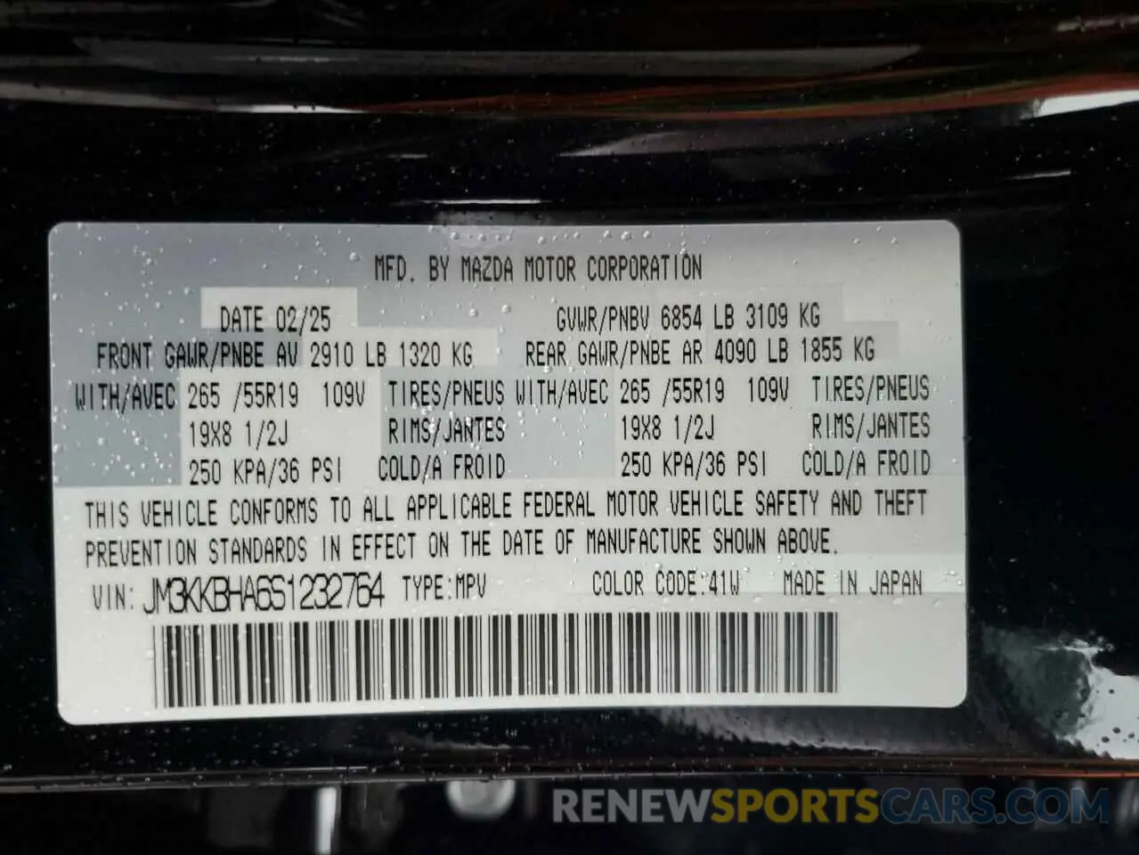 13 fotografías del automóvil dañado JM3KKBHA6S1232764 MAZDA CX-90 2025