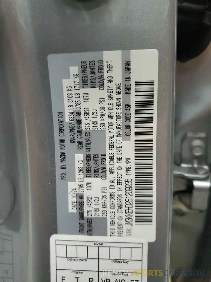 14 fotografías del automóvil dañado JM3KKEHD2S1209235 MAZDA CX-90 2025