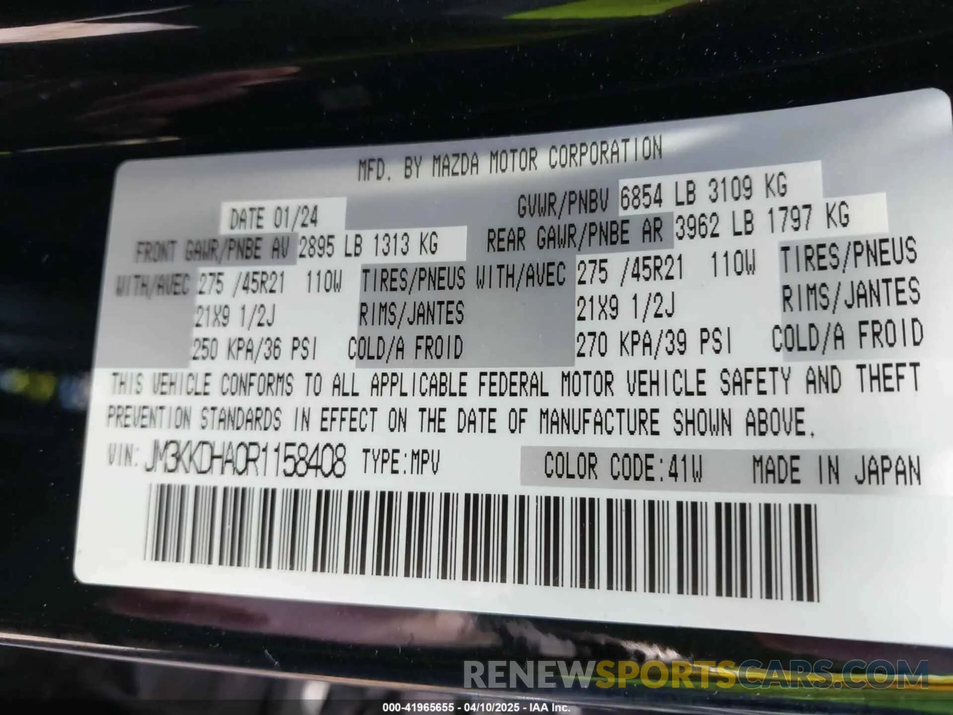 9 fotografías del automóvil dañado JM3KKDHA0R1158408 MAZDA CX-90 PHEV 2024