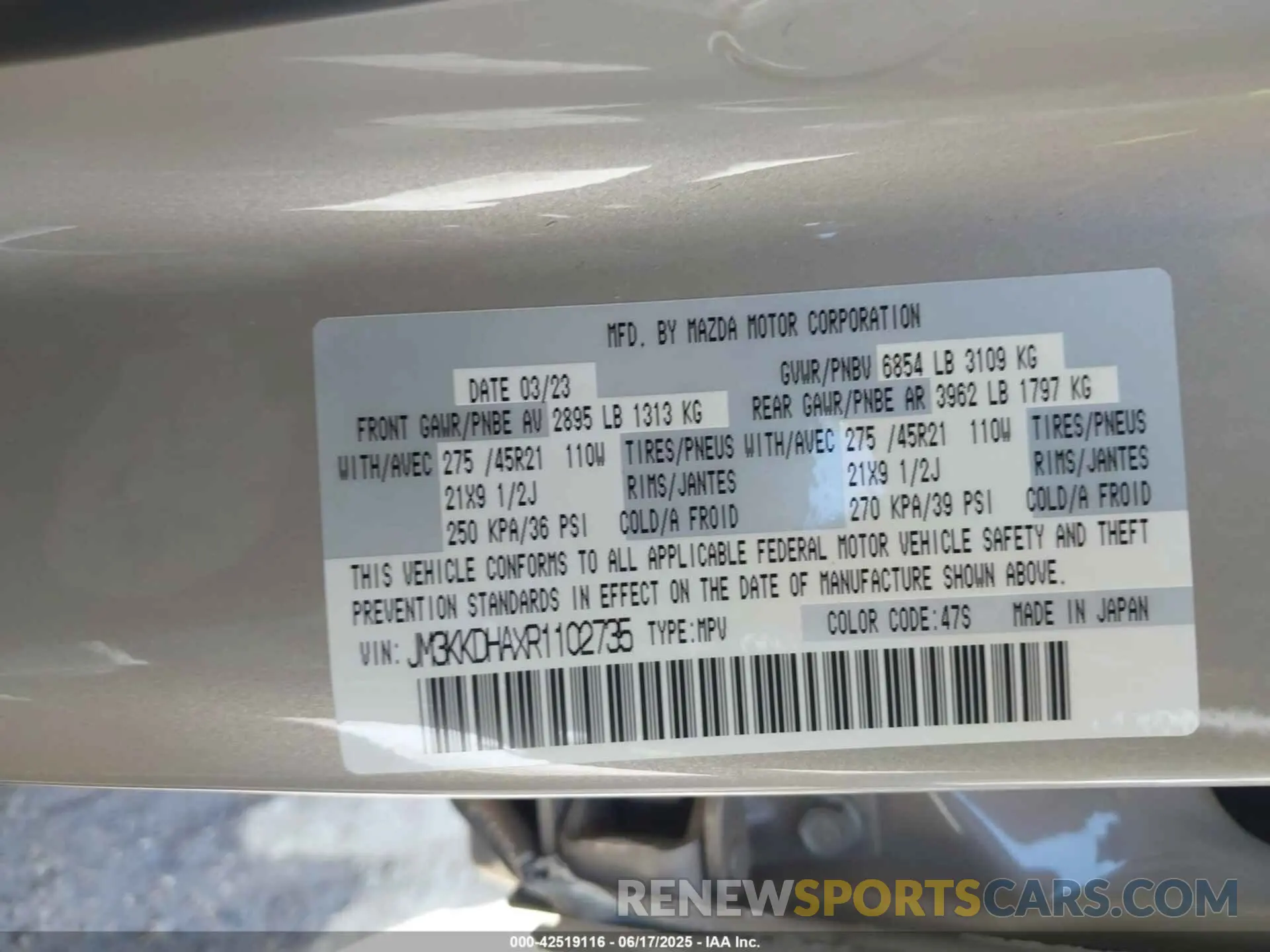 9 fotografías del automóvil dañado JM3KKDHAXR1102735 MAZDA CX-90 PHEV 2024
