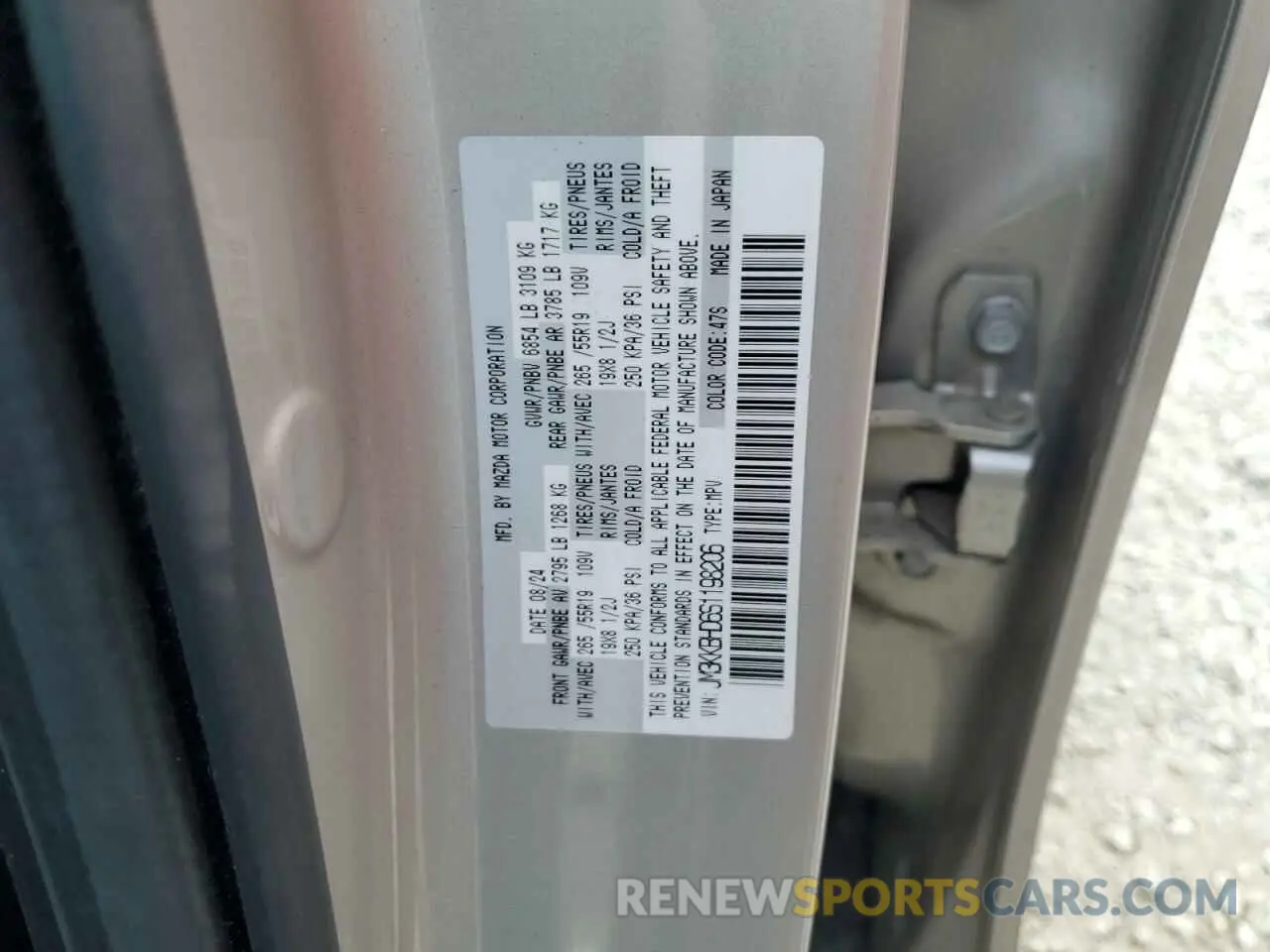14 fotografías del automóvil dañado JM3KKBHD6S1198206 MAZDA CX-90 PREF 2025