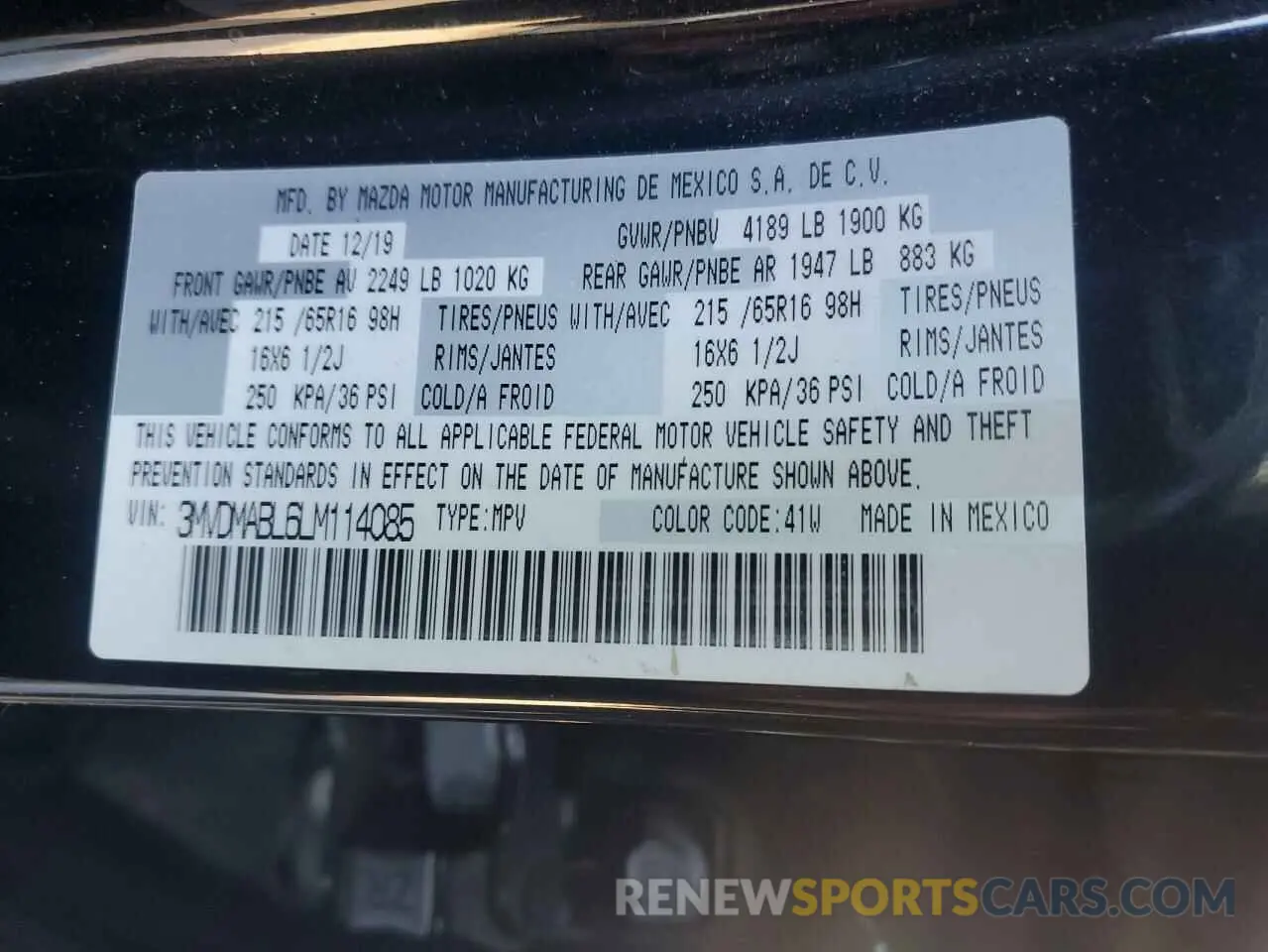 13 fotografías del automóvil dañado 3MVDMABL6LM114085 MAZDA CX30 2020