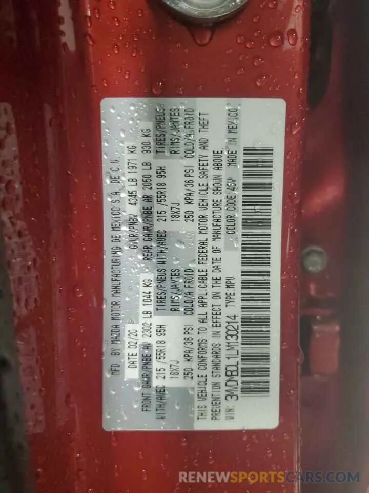 13 fotografías del automóvil dañado 3MVDMBDL1LM130214 MAZDA CX30 2020