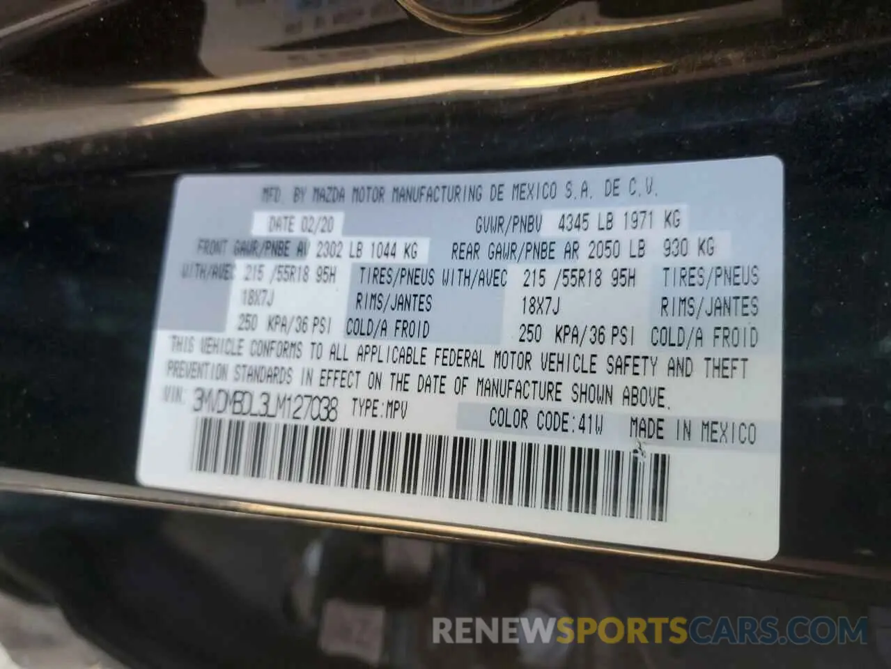 13 fotografías del automóvil dañado 3MVDMBDL3LM127038 MAZDA CX30 2020