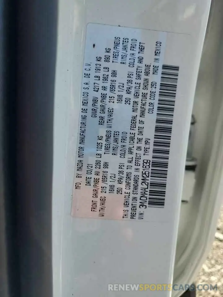 13 fotografías del automóvil dañado 3MVDMAAL2MM251639 MAZDA CX30 2021