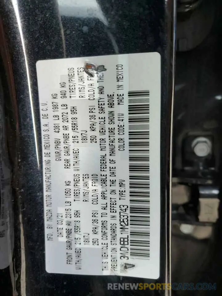 12 fotografías del automóvil dañado 3MVDMBBL1MM253743 MAZDA CX30 2021