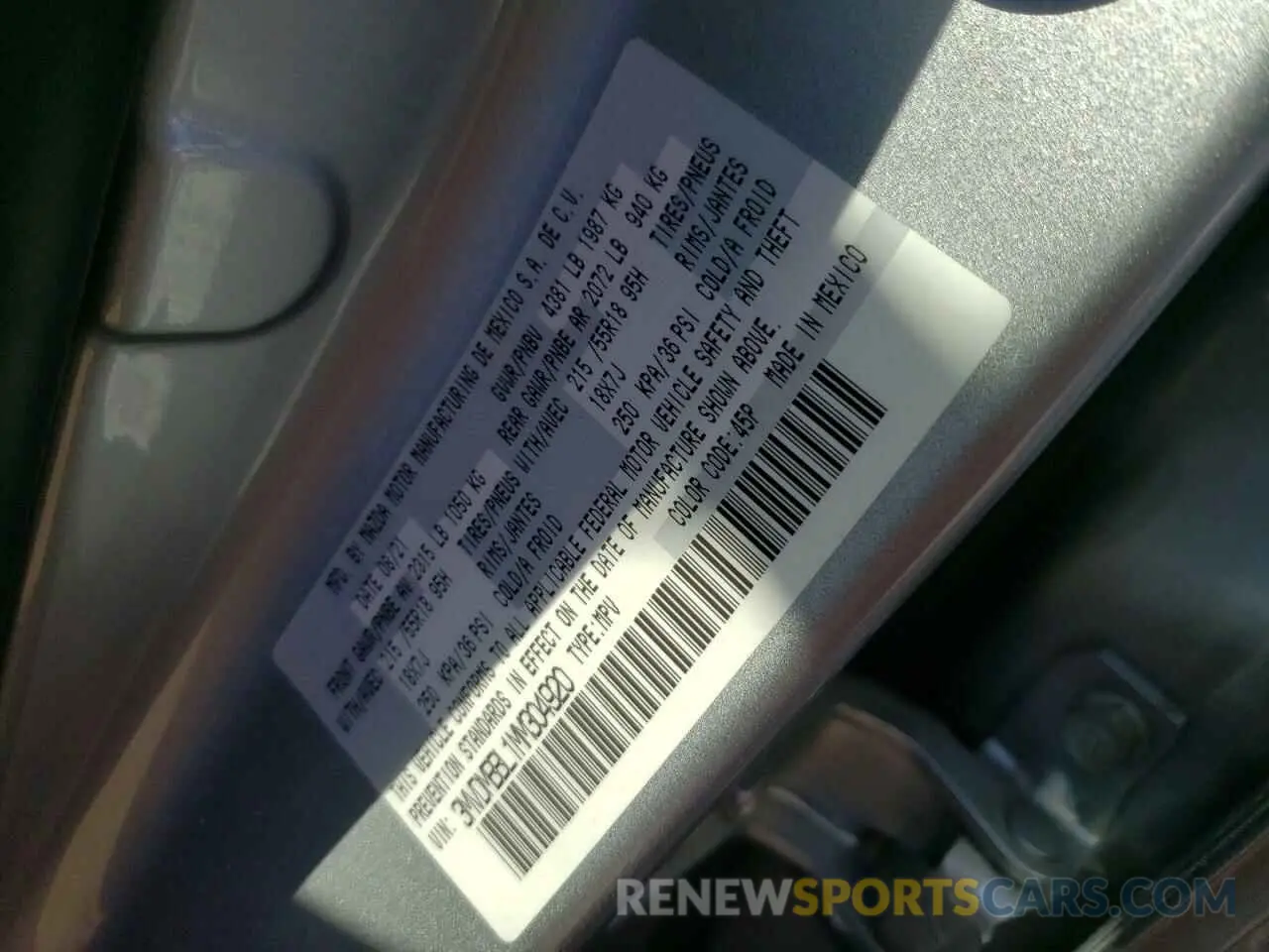 10 fotografías del automóvil dañado 3MVDMBBL1MM304920 MAZDA CX30 2021