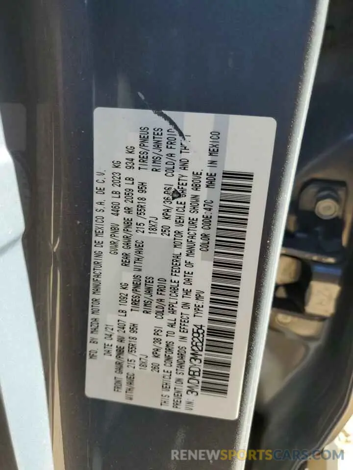 13 fotografías del automóvil dañado 3MVDMBDY3MM262954 MAZDA CX30 2021