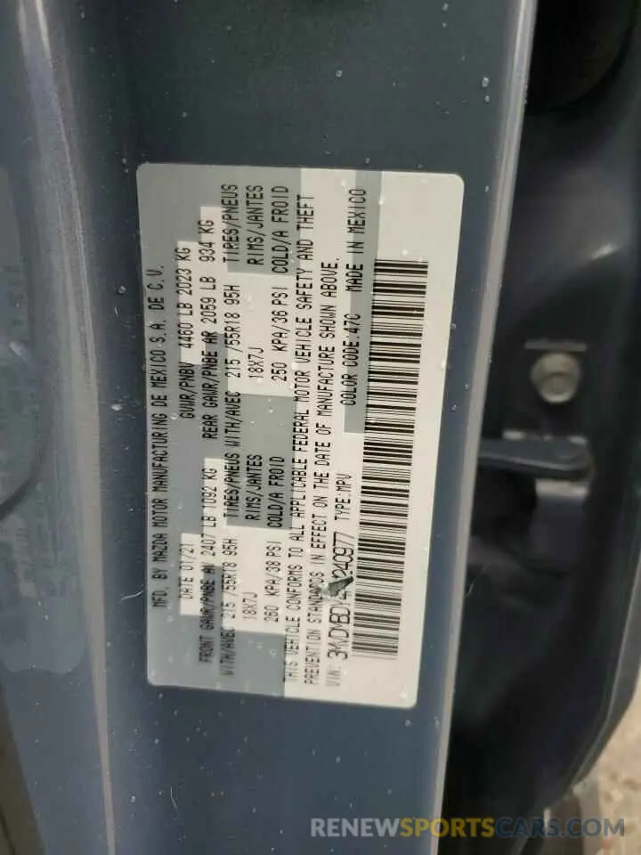16 fotografías del automóvil dañado 3MVDMBDY4MM240977 MAZDA CX30 2021