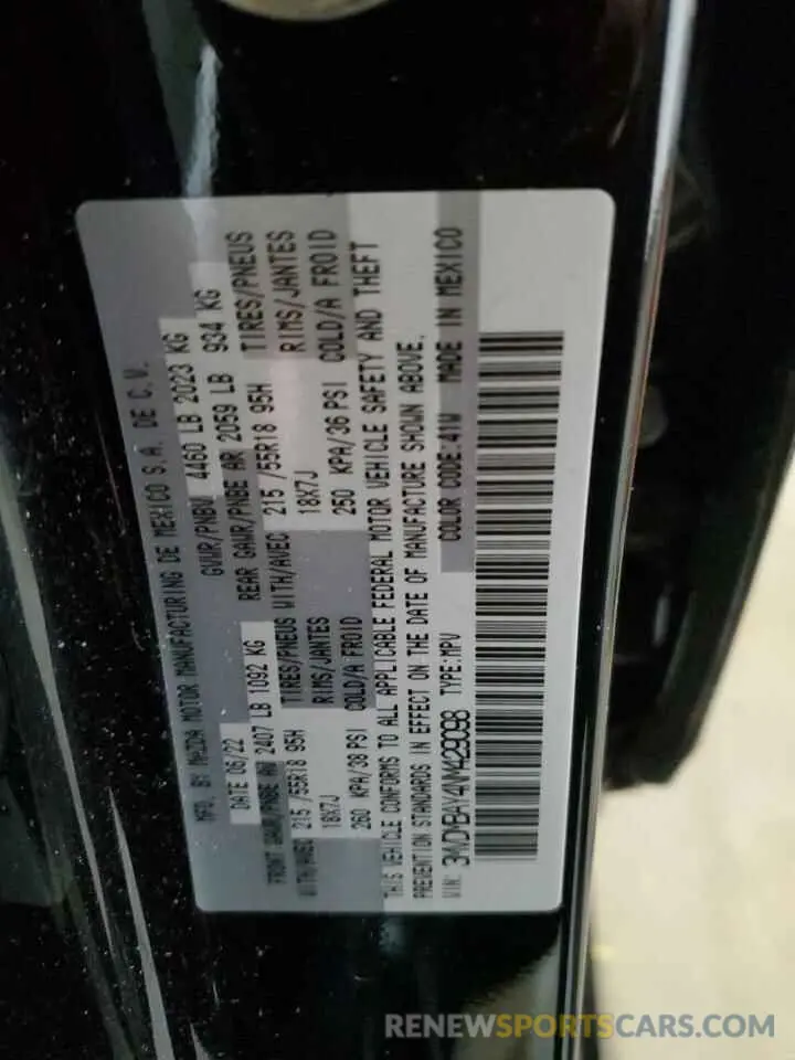 14 fotografías del automóvil dañado 3MVDMBAY4NM429098 MAZDA CX30 2022