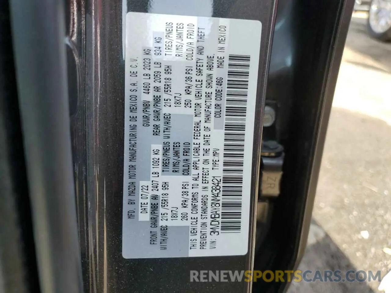 13 fotografías del automóvil dañado 3MVDMBAY8NM438421 MAZDA CX30 2022