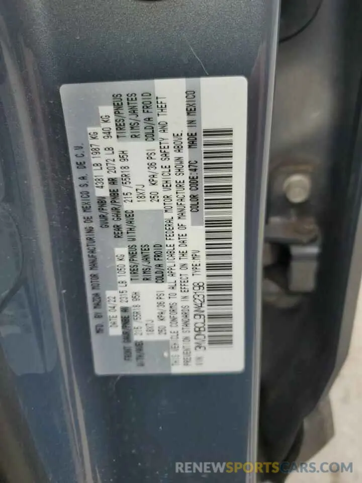 13 fotografías del automóvil dañado 3MVDMBCL9NM423198 MAZDA CX30 2022