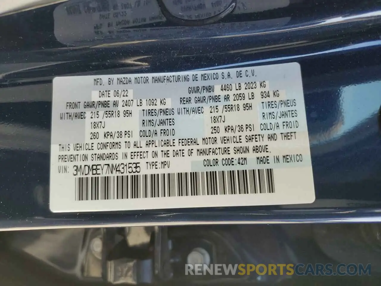 13 fotografías del automóvil dañado 3MVDMBEY7NM431535 MAZDA CX30 2022