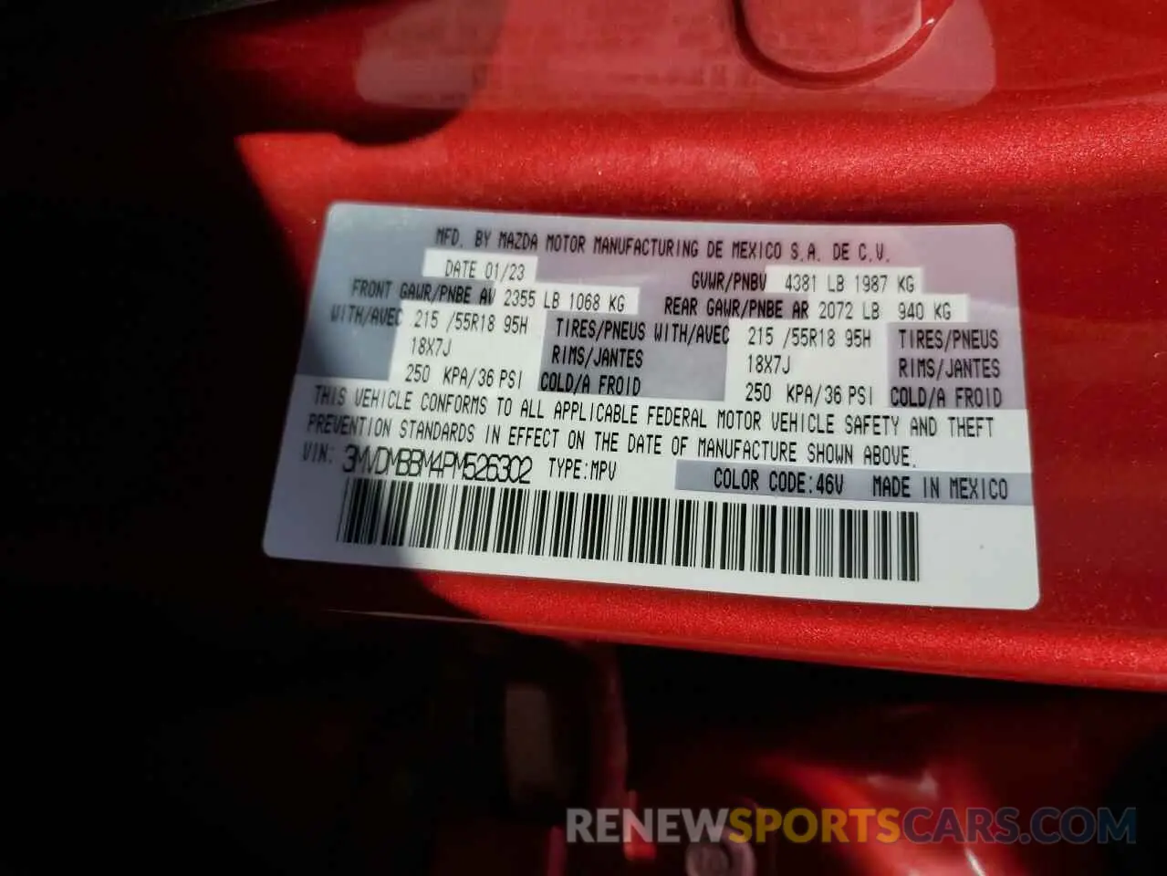 13 fotografías del automóvil dañado 3MVDMBBM4PM526302 MAZDA CX30 2023