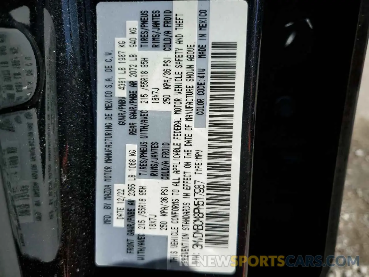 14 fotografías del automóvil dañado 3MVDMBCM8PM517987 MAZDA CX30 2023