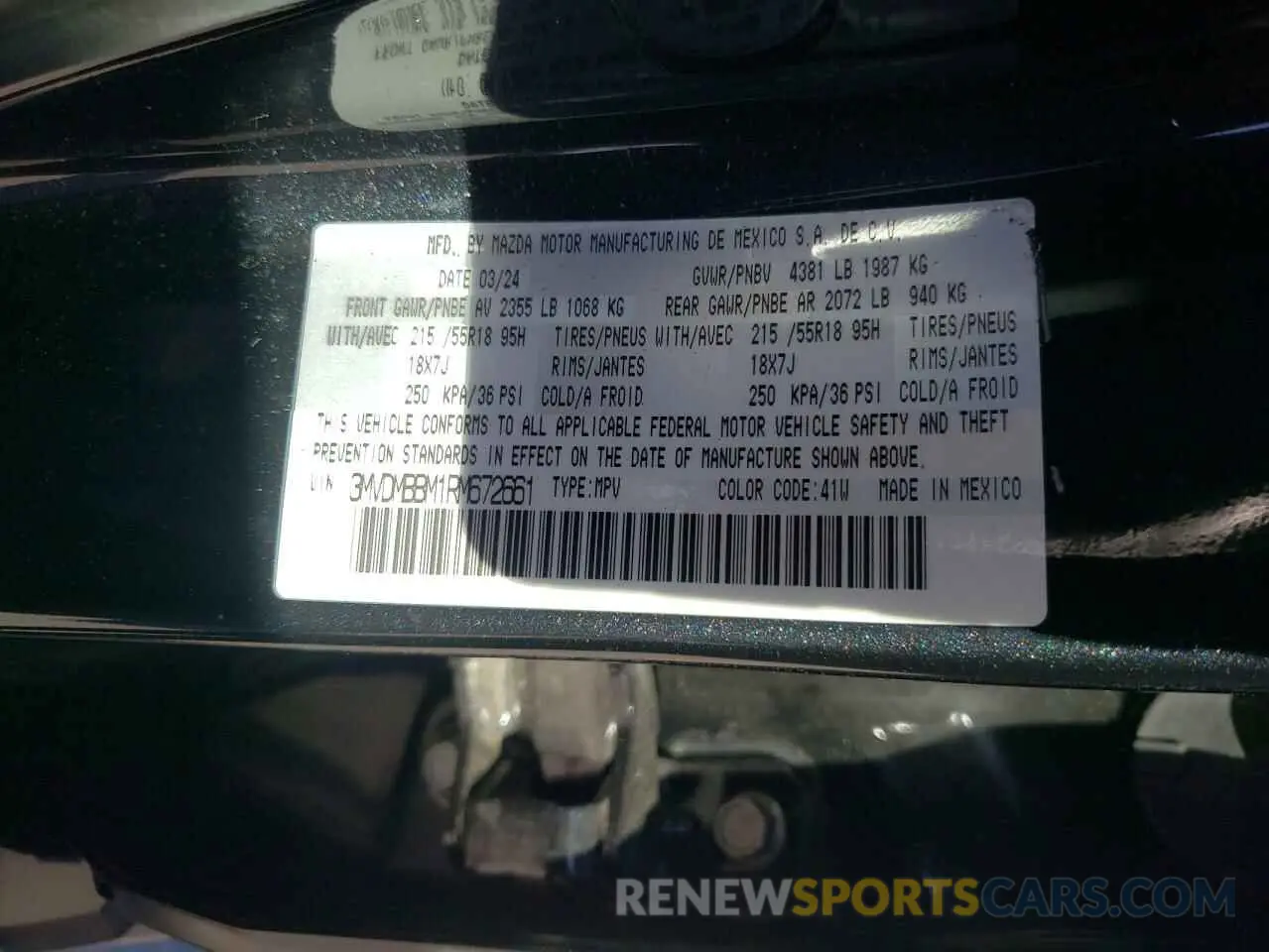 14 fotografías del automóvil dañado 3MVDMBBM1RM672661 MAZDA CX30 2024